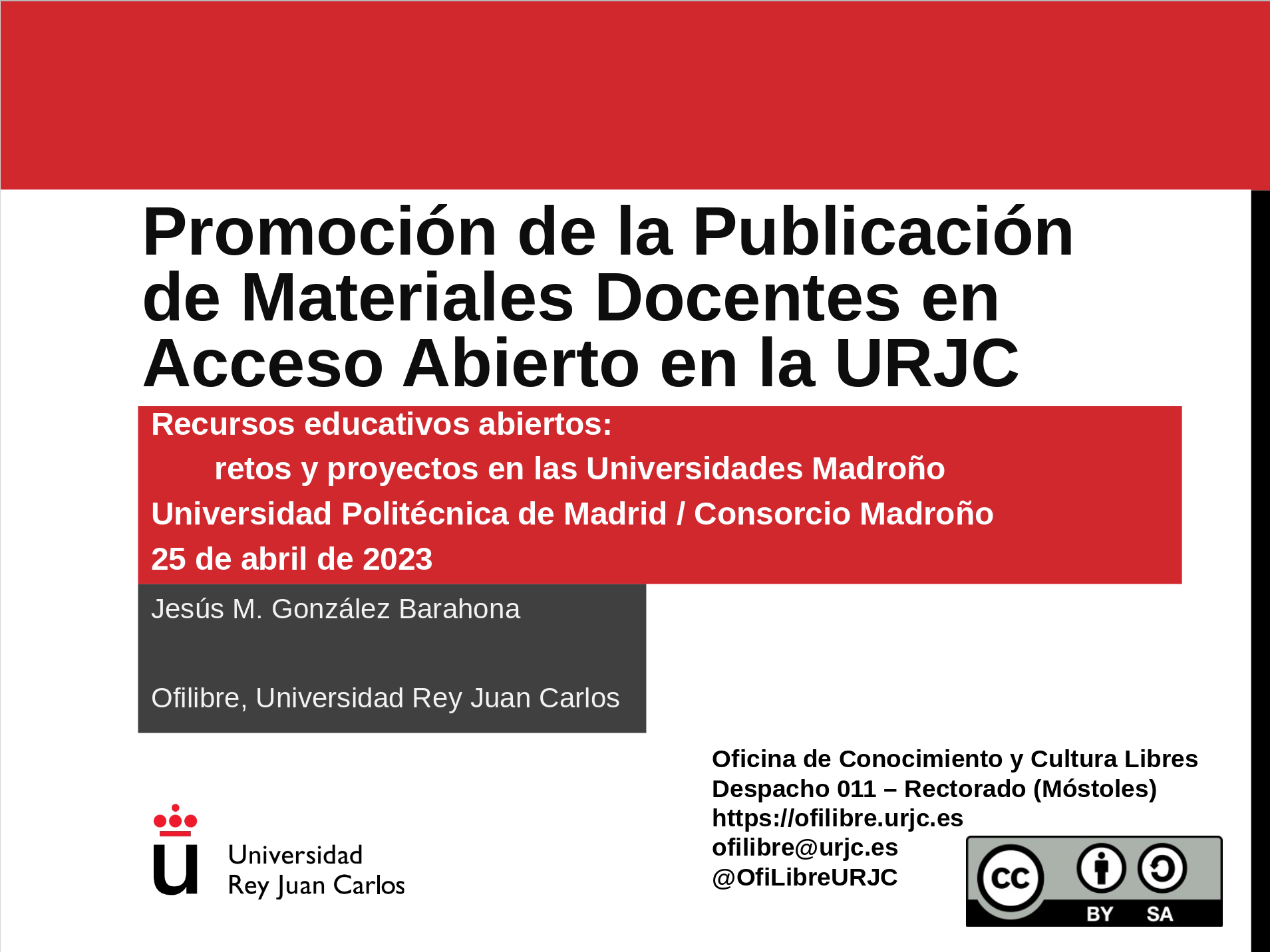 Publicación de Materiales Docentes en Abierto en URJC